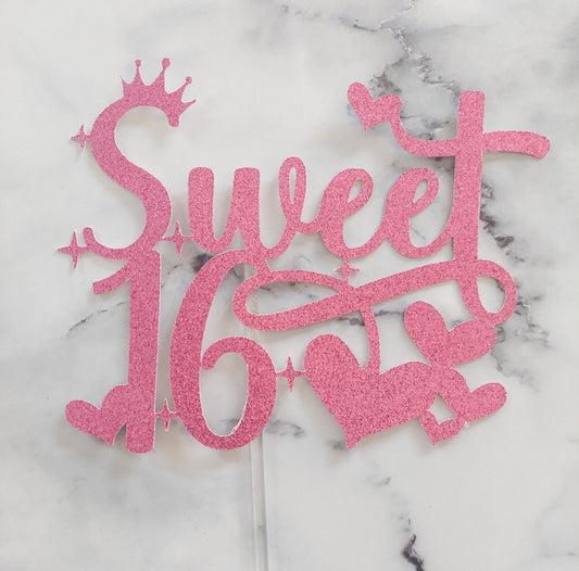 Sweet 16 Card Cake Topper