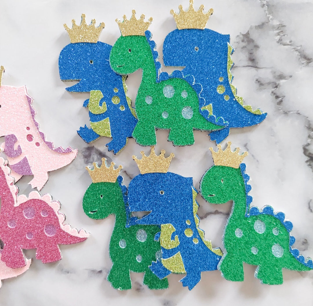 Dinosaur Glitter Card Card Cupcake Toppers