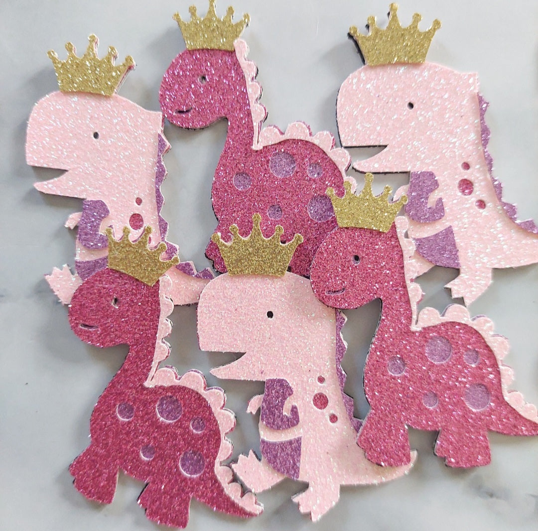 Dinosaur Glitter Card Card Cupcake Toppers