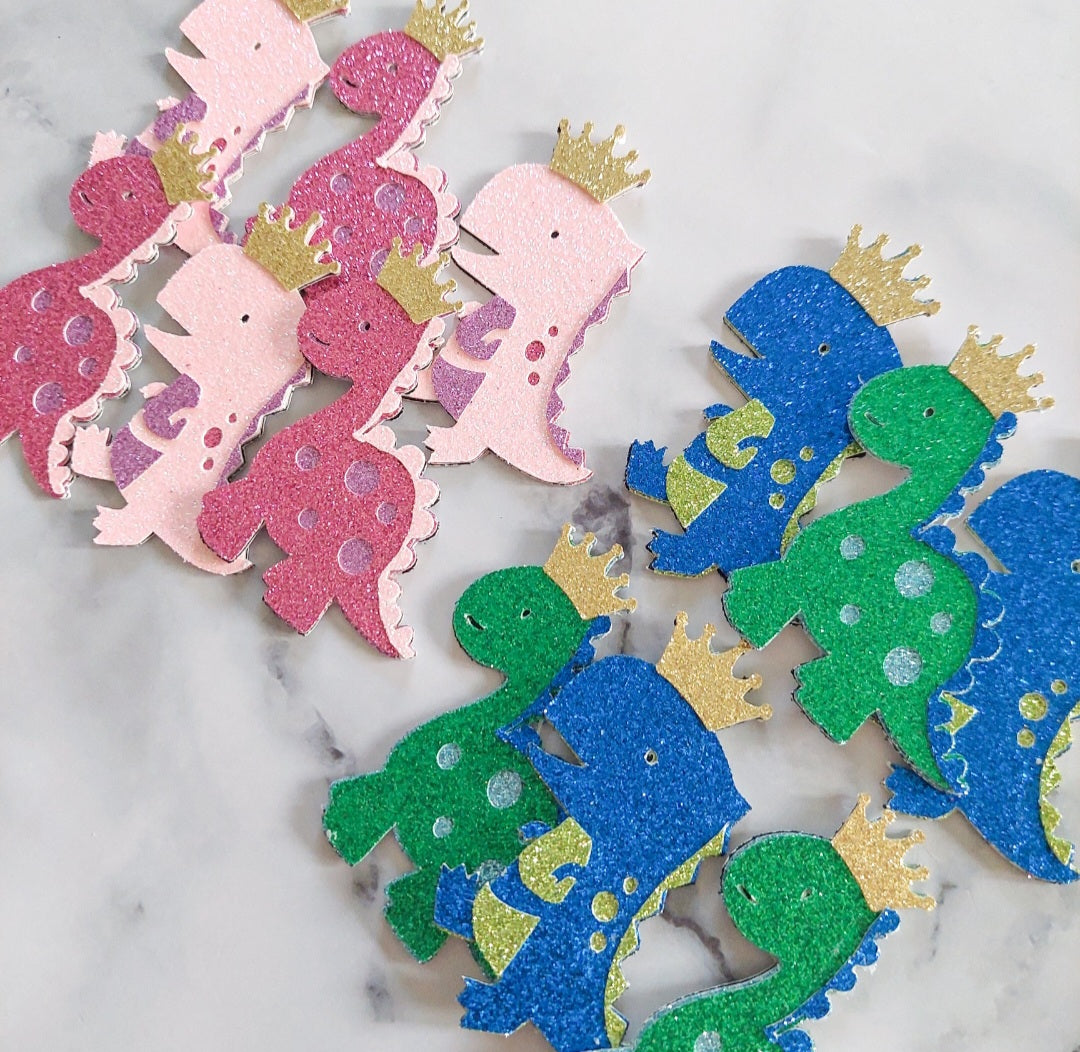 Dinosaur Glitter Card Card Cupcake Toppers