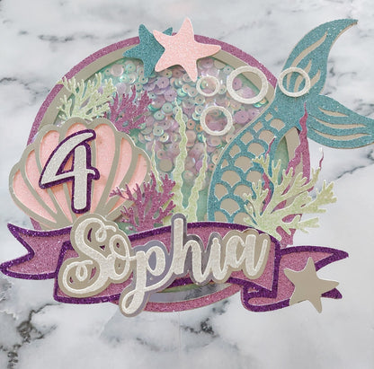 Under The Sea Mermaid #2 Sequin Shaker Cake Topper