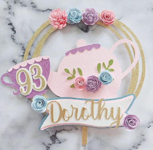 Floral Teapot Cake Topper