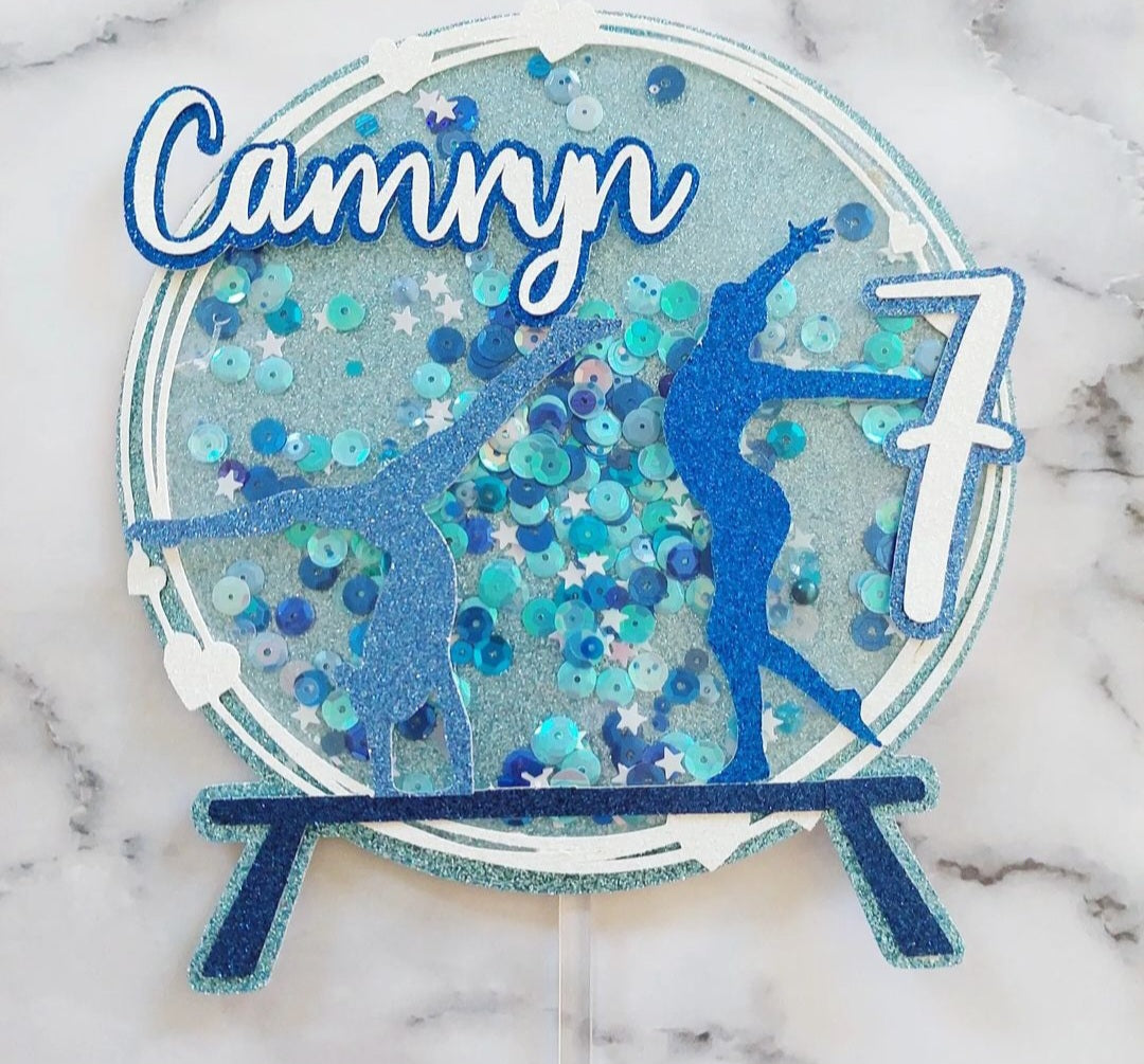 Gymnastics Sequin Shaker Cake Topper