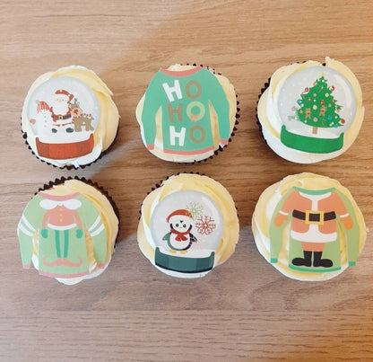 Christmas Snowglobe Icing Sheet Cupcake Toppers