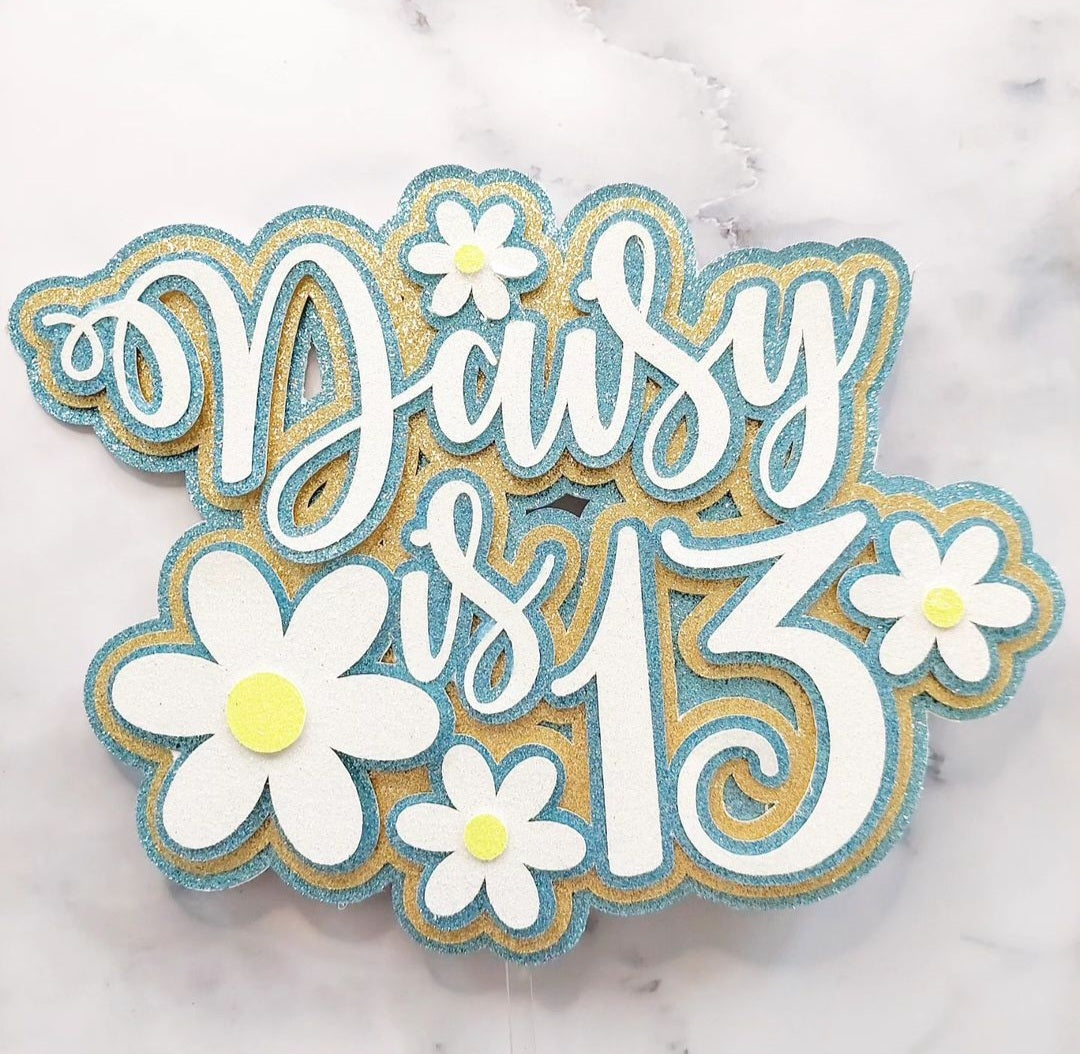 Daisy 3D Layered Text Topper – Cake Toppers by Chloe