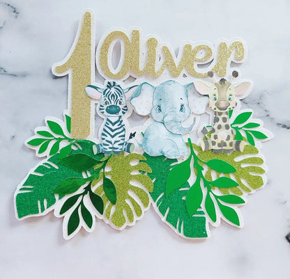 Jungle Animal Card Cake Topper