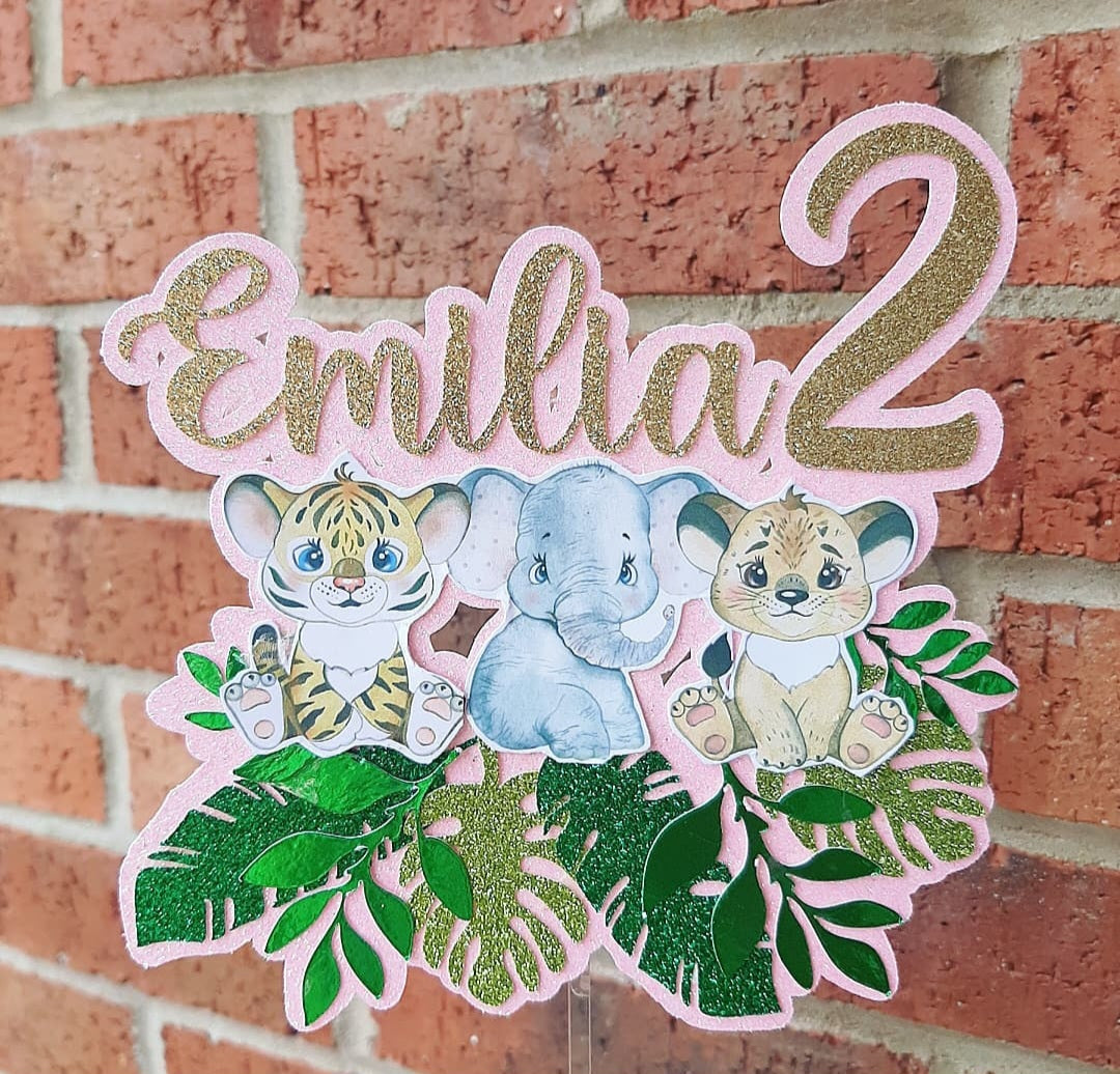 Jungle Animal Card Cake Topper