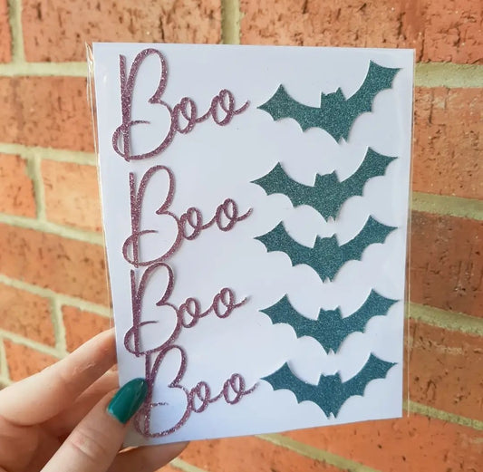 Boo Bat Glitter Card Cupcake Toppers