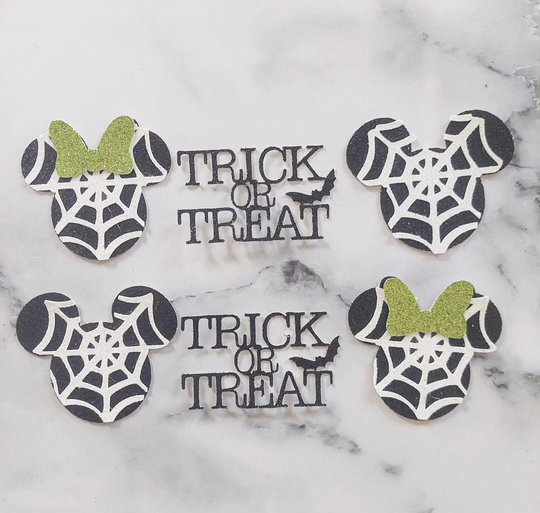 Trick or Treat Spider Pumpkin Glitter Card Cupcake Toppers