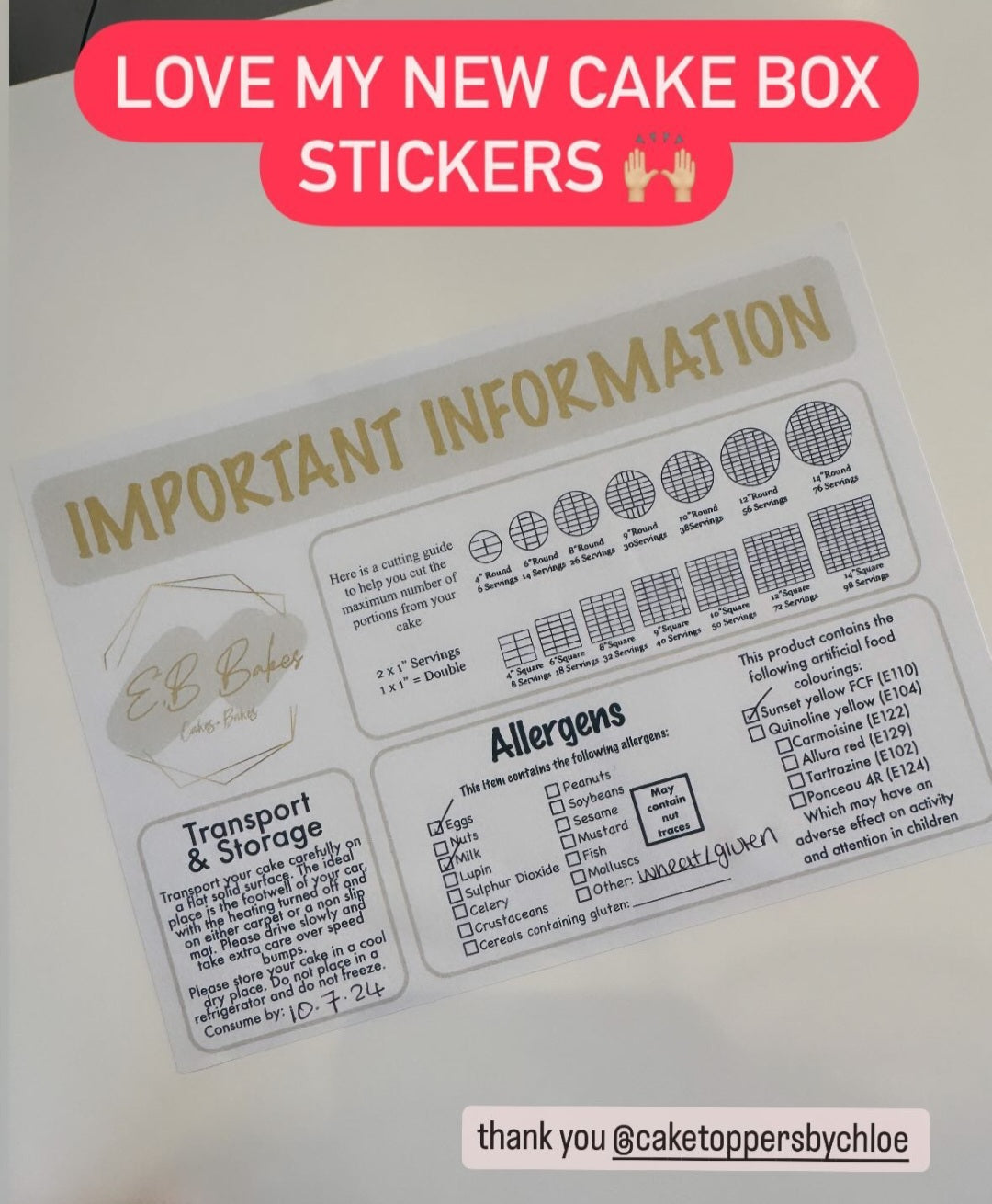 A5 Important Information Cake Stickers