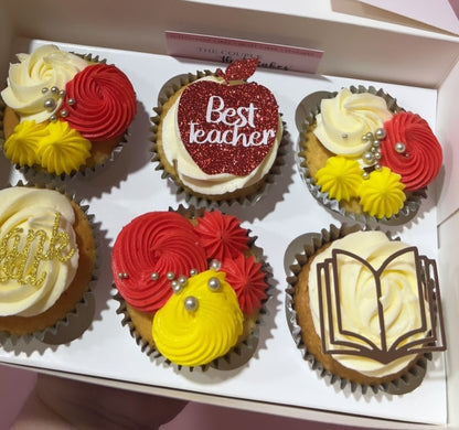 Best Teacher Apple Teacher Glitter Card Cupcake Toppers