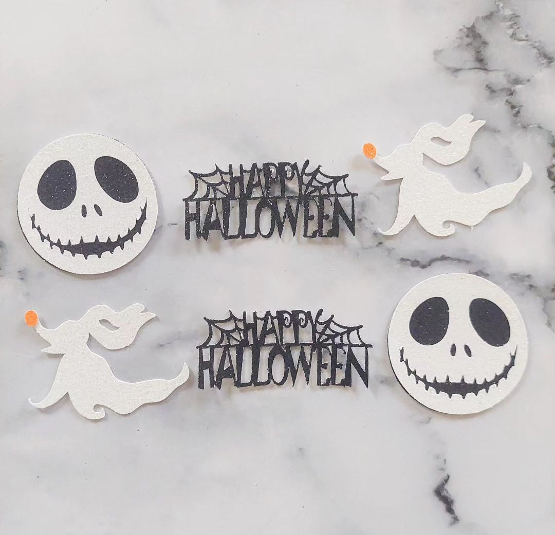 Skellington Set Glitter Card Cupcake Toppers