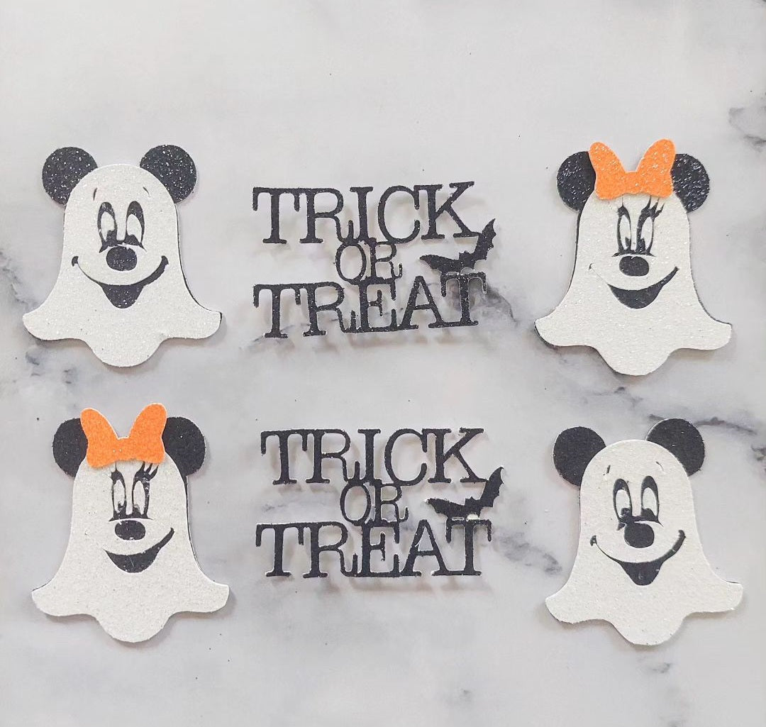 Trick or Treat Ghost Glitter Card Cupcake Toppers