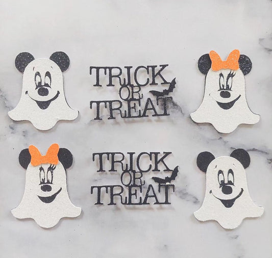 Trick or Treat Ghost Glitter Card Cupcake Toppers