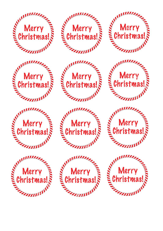 Merry Christmas Cupcake Toppers Icing Sheet