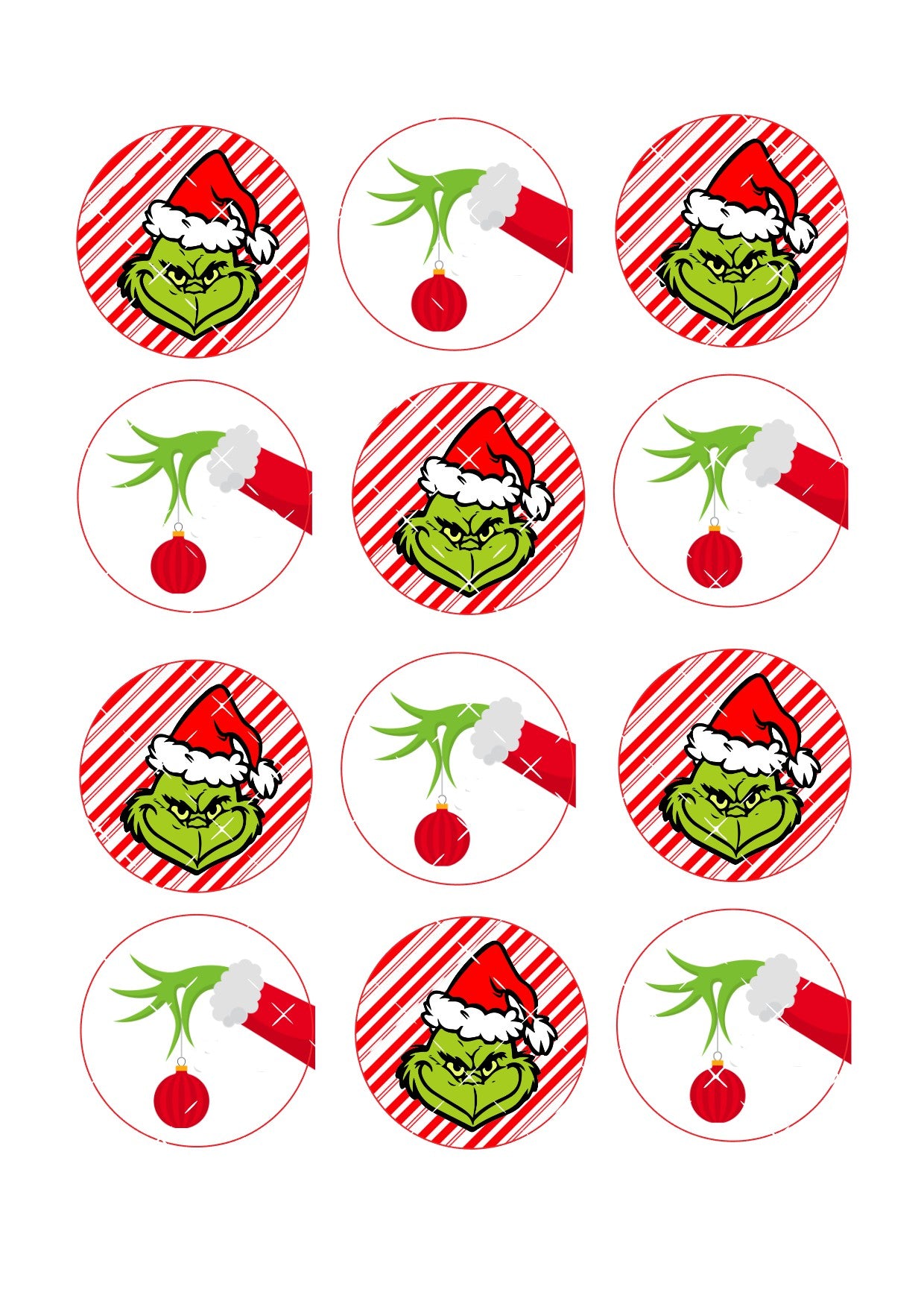 Grinch Icing Cupcake Toppers