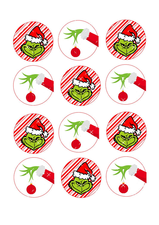 Grinch Icing Cupcake Toppers