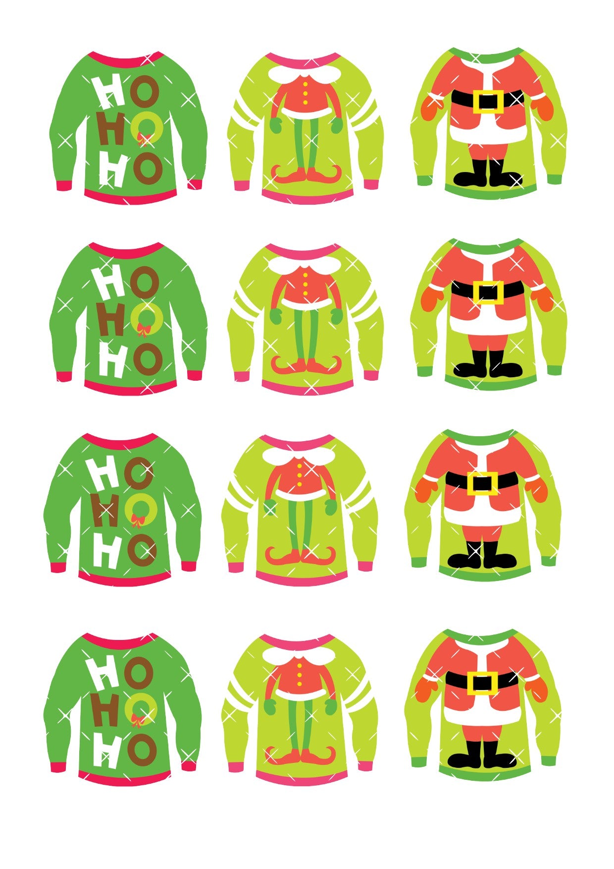 Christmas Jumpers Icing Sheet Cupcake Toppers