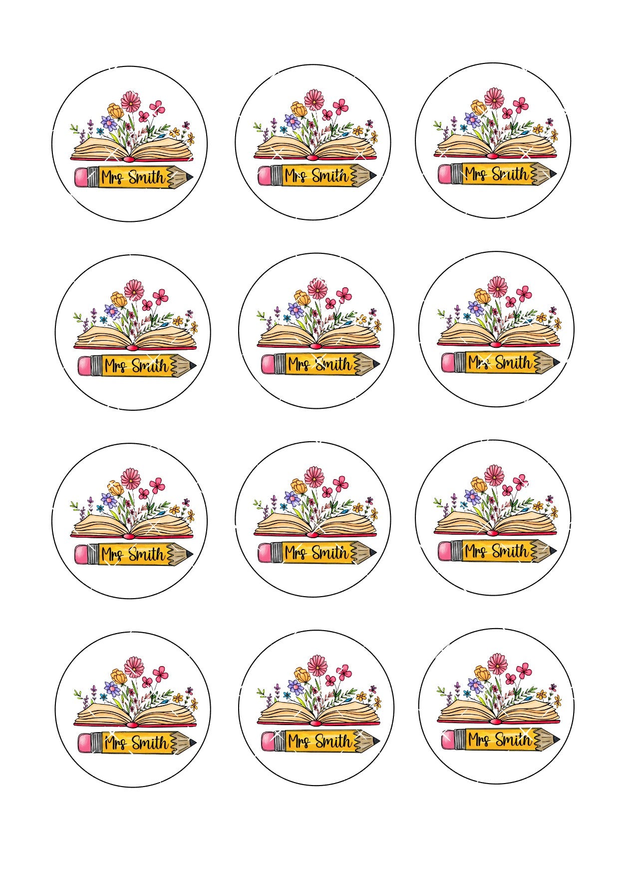 Personalised #3 Teacher Icing Sheet Cupcake Toppers