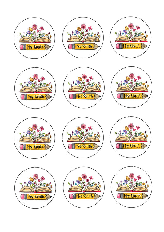 Personalised #3 Teacher Icing Sheet Cupcake Toppers