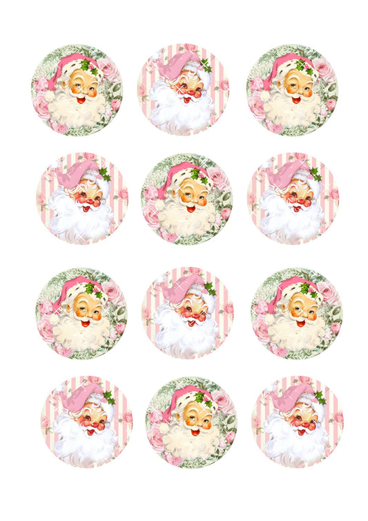 Pink Vintage Icing Sheet Cupcake Toppers