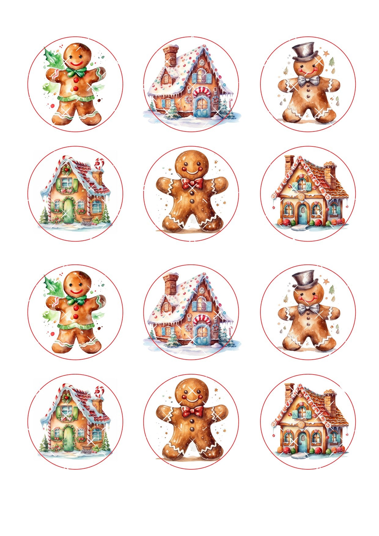 Gingerbread Icing Sheet Cupcake Toppers