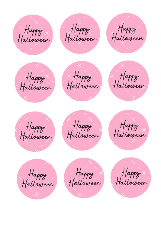 Pink Happy Halloween Icing Sheet Cupcake Toppers