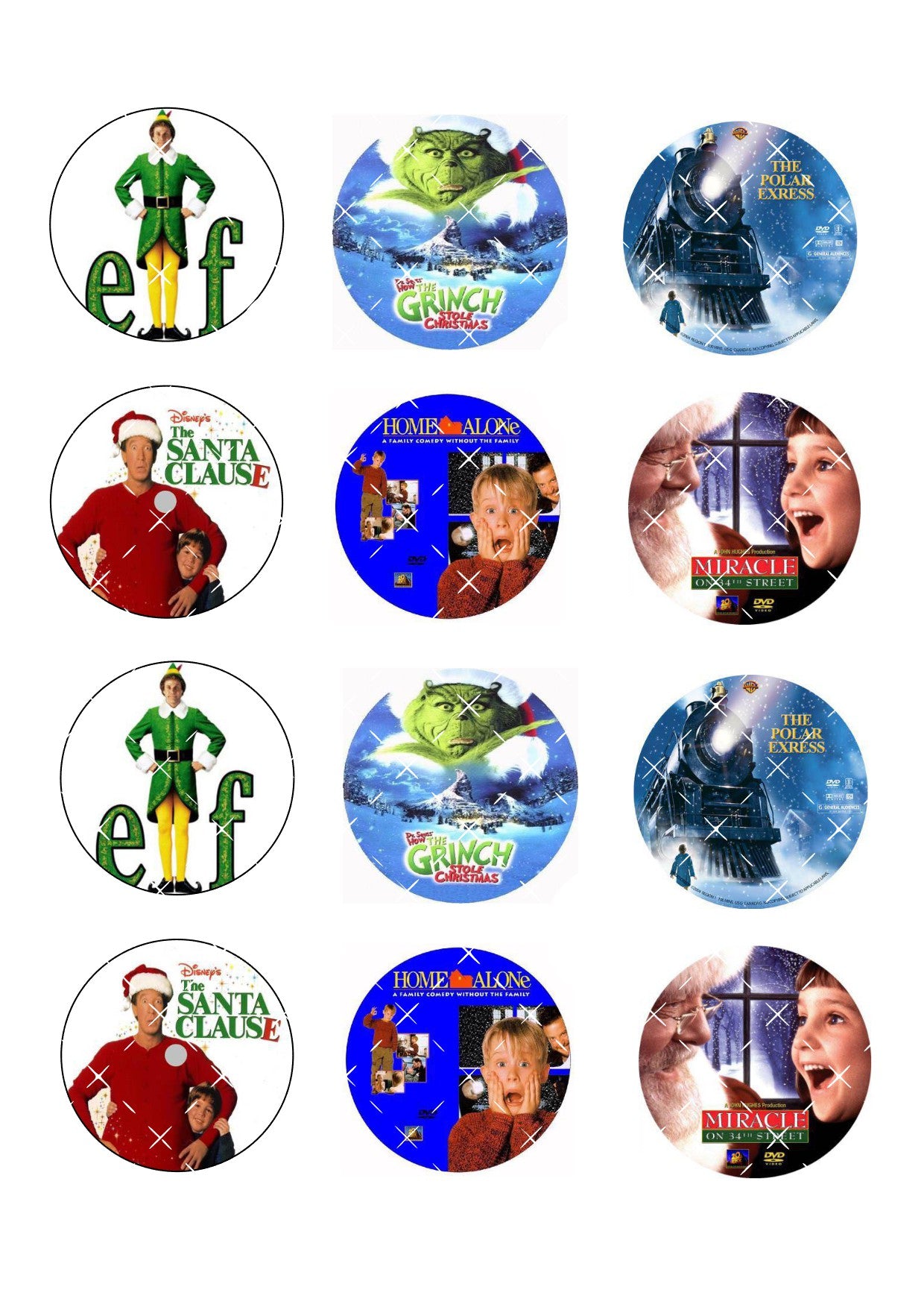 Christmas Movies Icing Sheet Cupcake Toppers