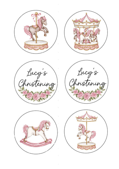 Carousel Icing Sheet Cookie Toppers, Birthday, Baby, Christening