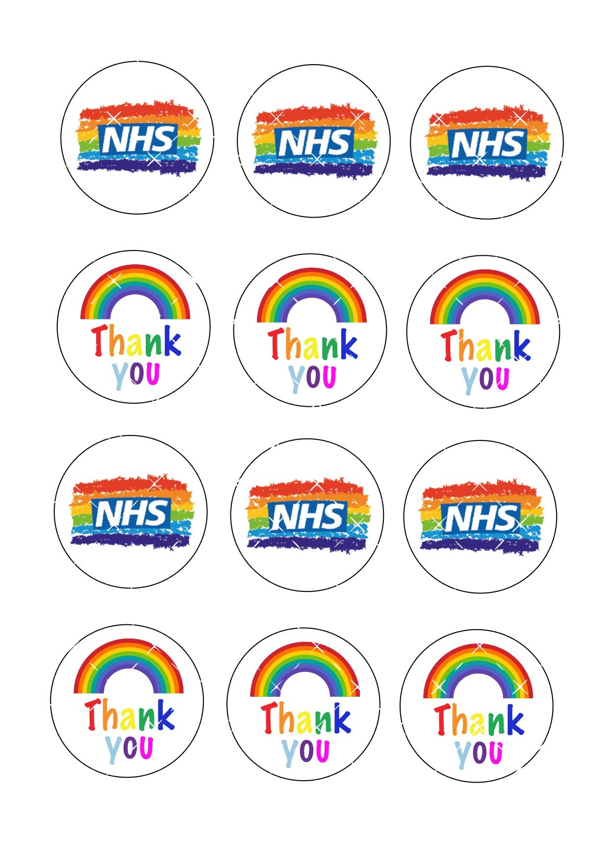 NHS Icing Sheet Cupcake Toppers