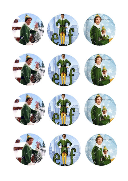 Elf #3 Christmas Icing Sheet Cupcake Toppers