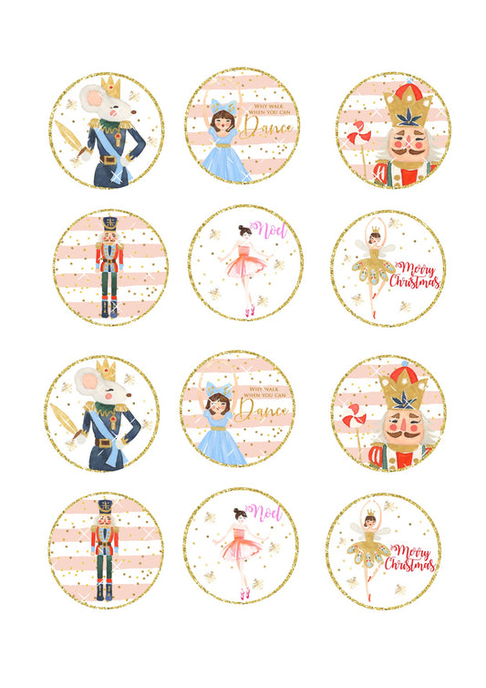 Ballerina Christmas Icing Sheet Cupcake Toppers