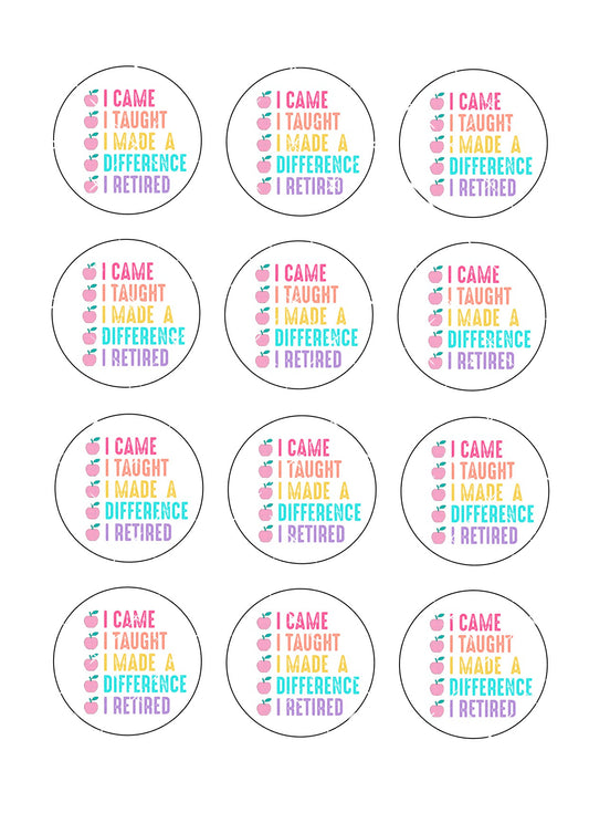 Teacher Retirement Icing Sheet Cupcake Toppers