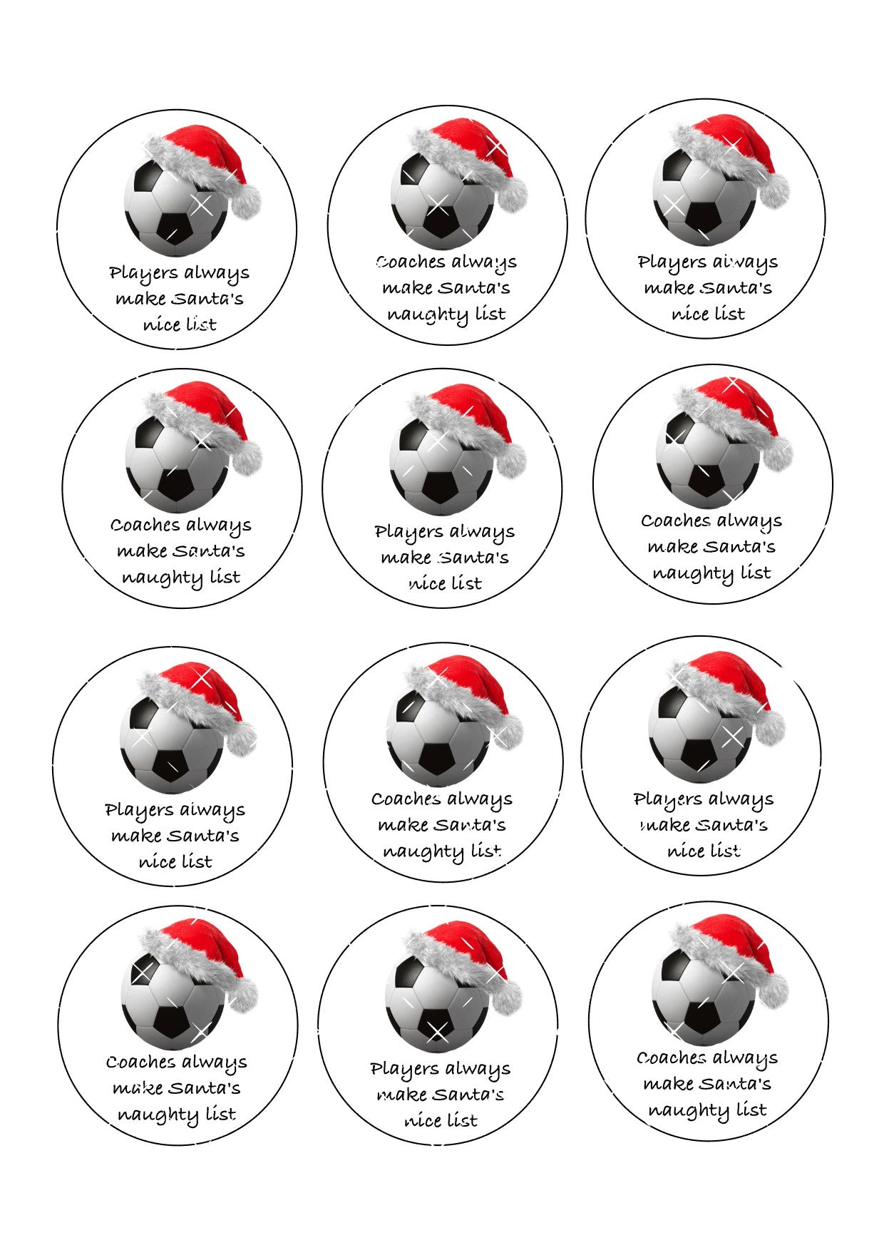 Football Christmas Icing Sheet Cupcake Toppers