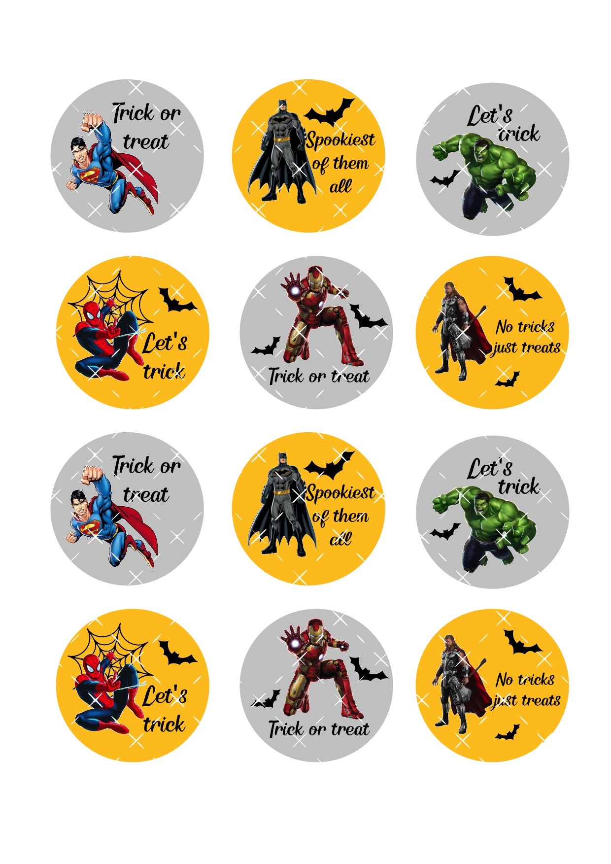 Halloween Superhero Icing Sheet Cupcake Toppers