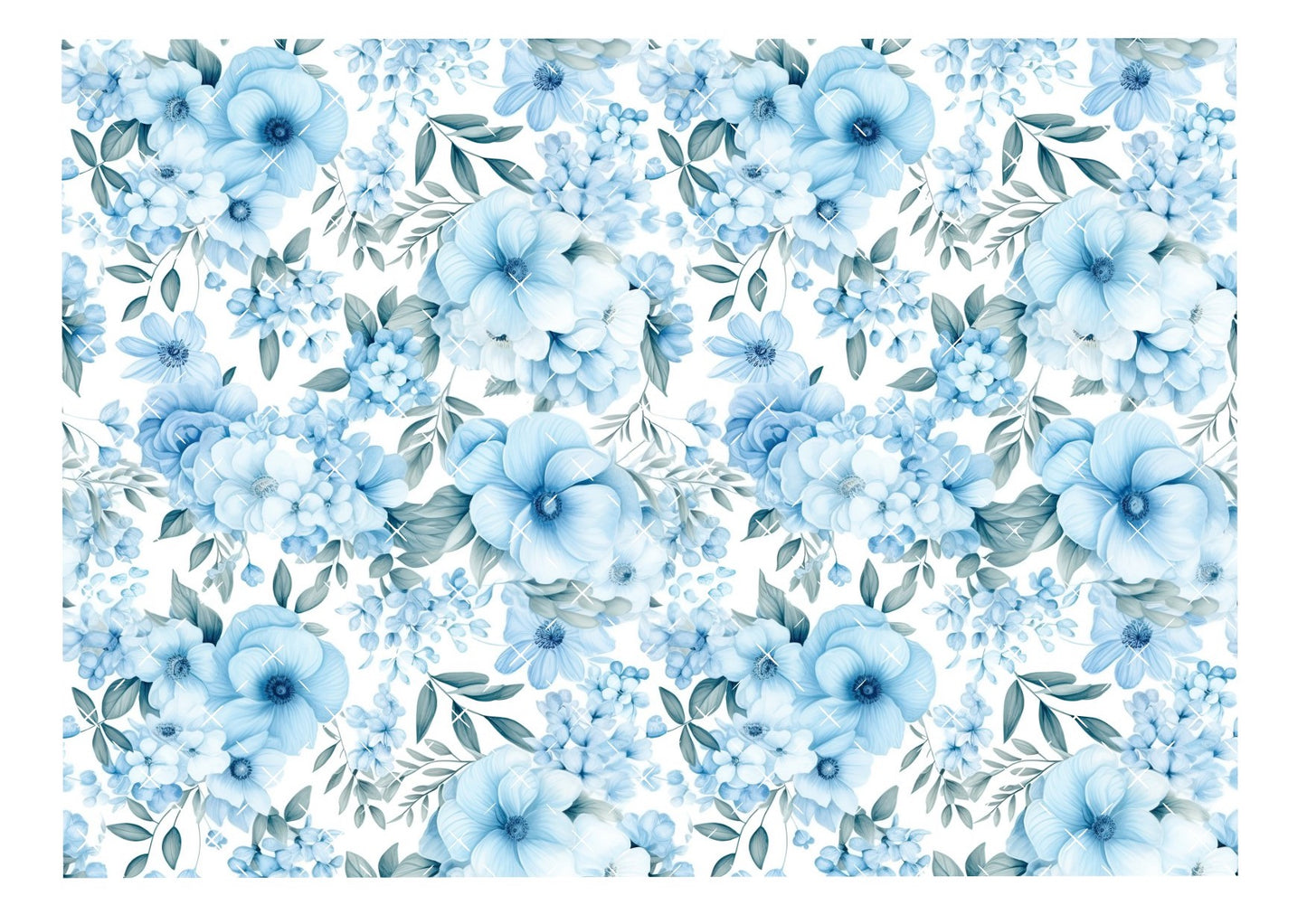 Blue Floral Icing Sheet Wrap