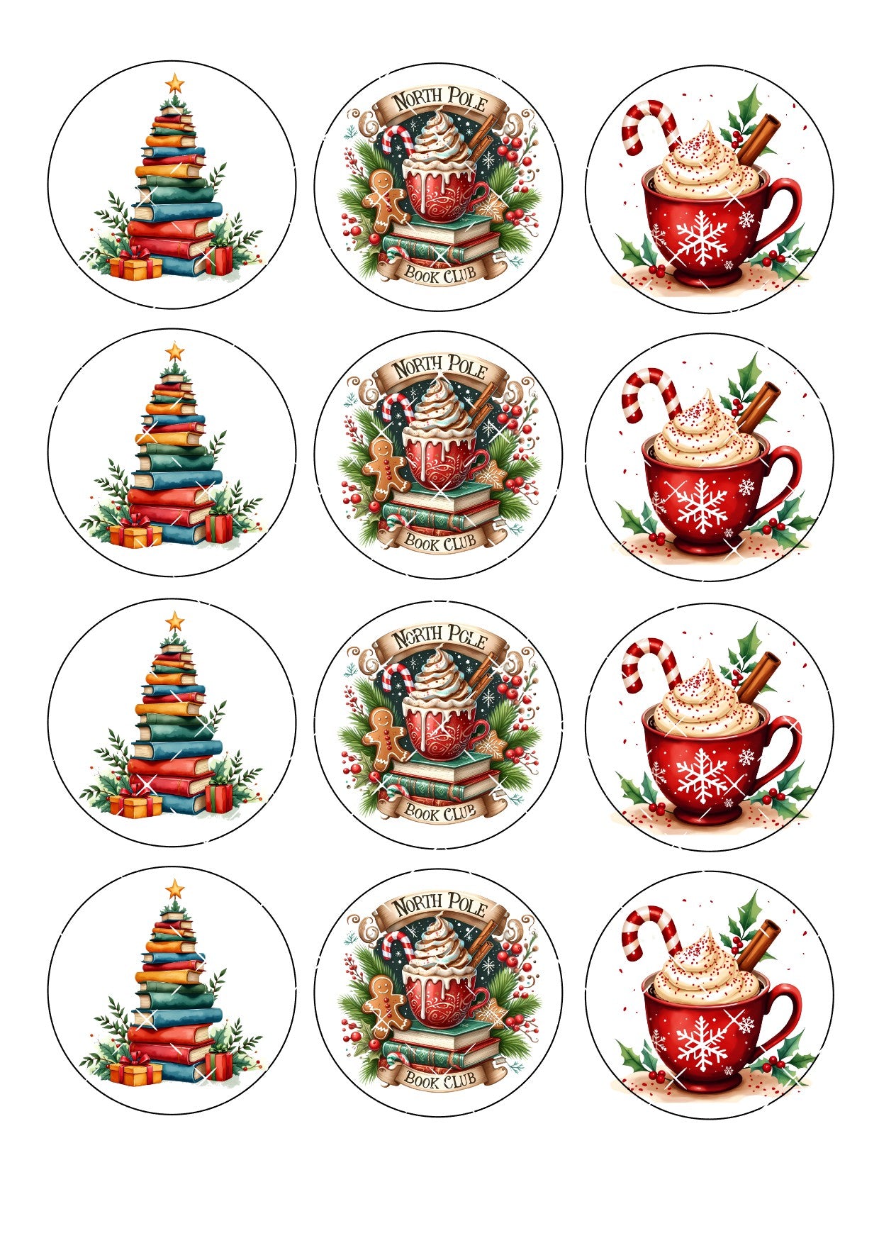 Christmas Book Icing Sheet Cupcake Toppers