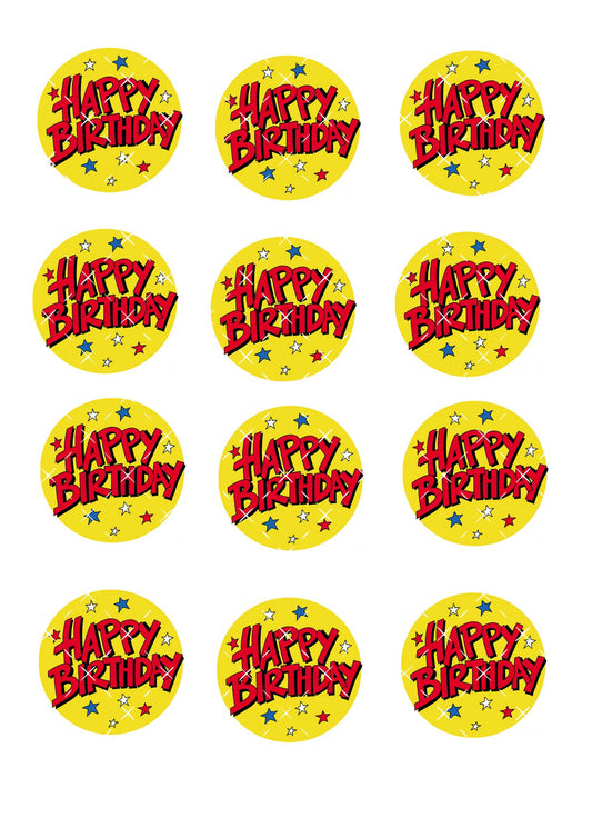 Superhero Happy Birthday Icing Sheet Cupcake Toppers