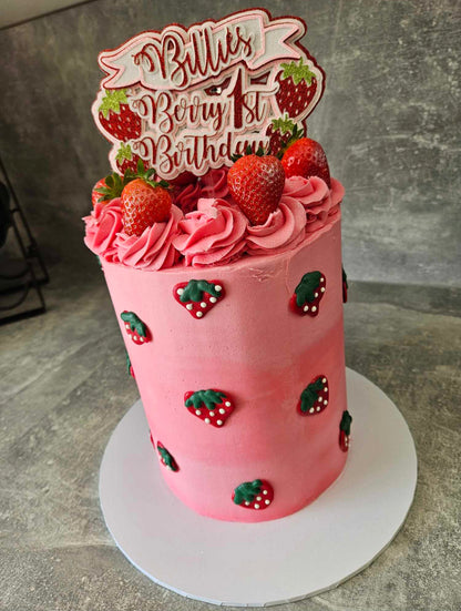 Strawberry #3 Glitter Card Cake Topper