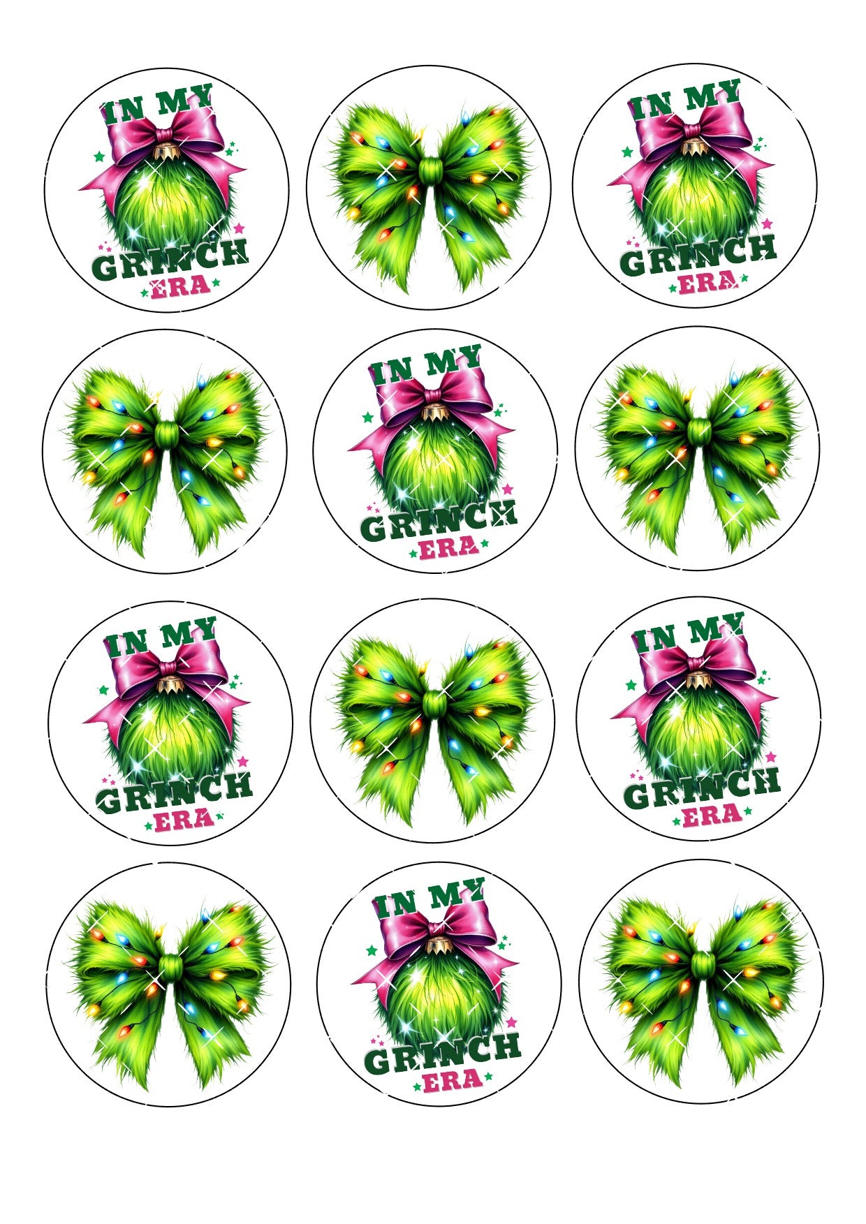 Grinch #5 Icing Sheet Cupcake Toppers