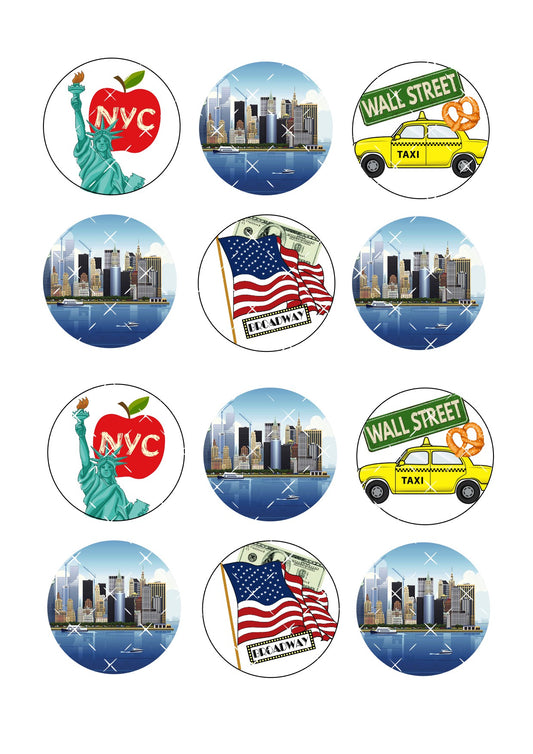 New York Icing Sheet Cupcake Toppers