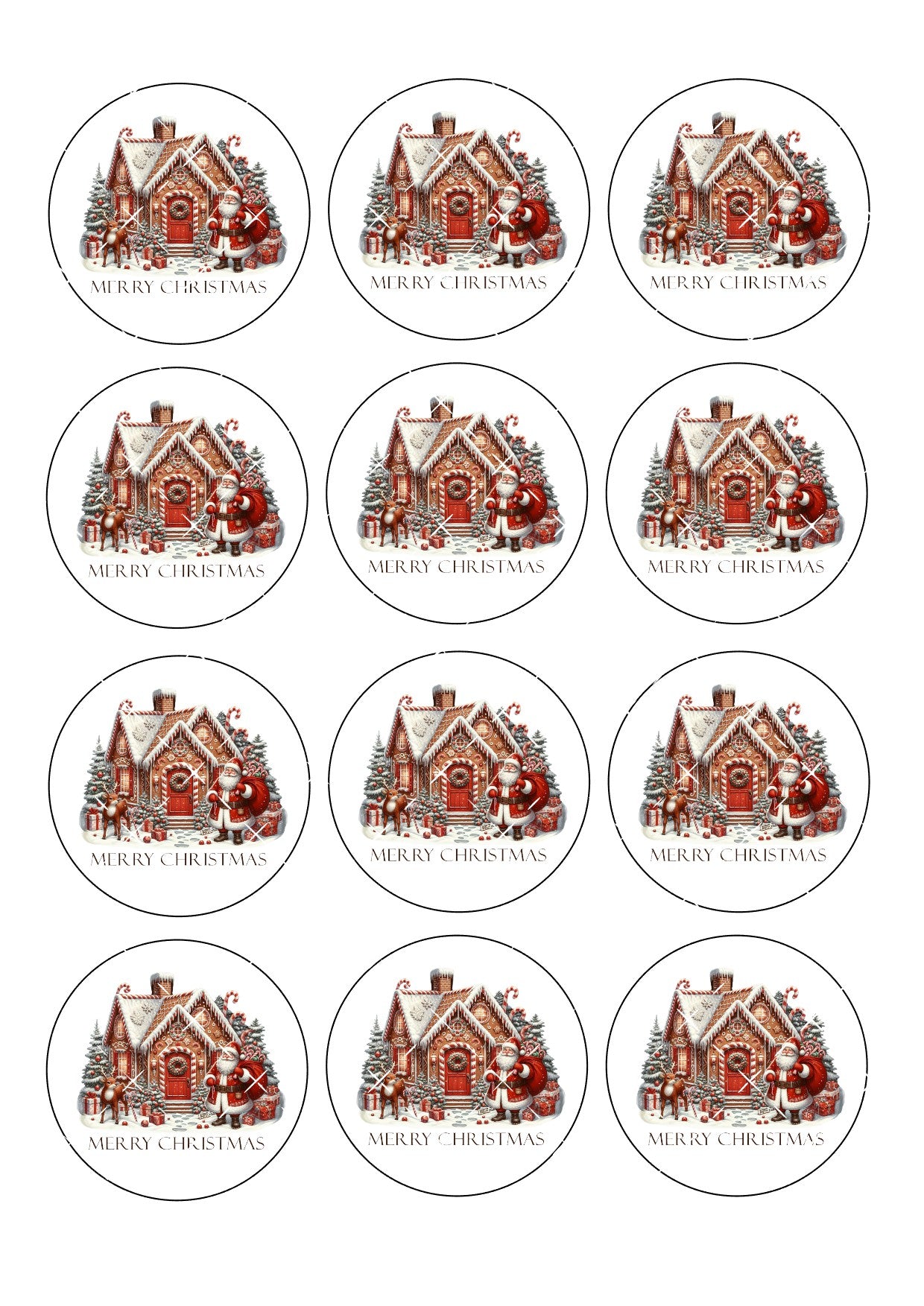 Merry Christmas #6 icing Sheet Cupcake Toppers