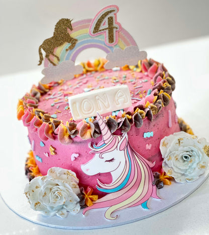 Unicorn Pastel Rainbow Cake Topper