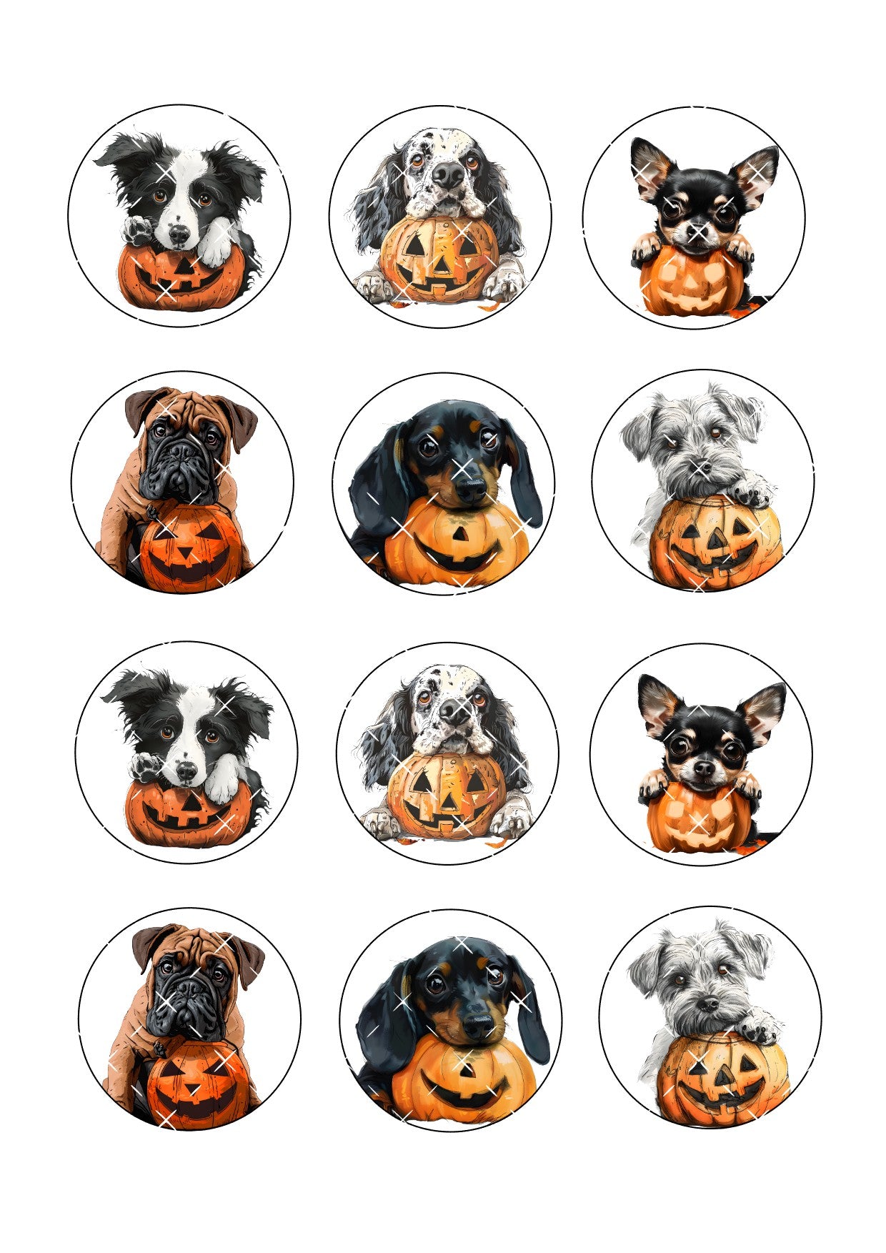 Halloween Dog Icing Sheet Cupcake Toppers