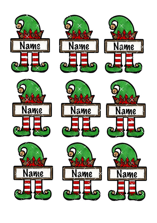 Personalised Elf Cookie Toppers Icing Sheet Cupcake Toppers