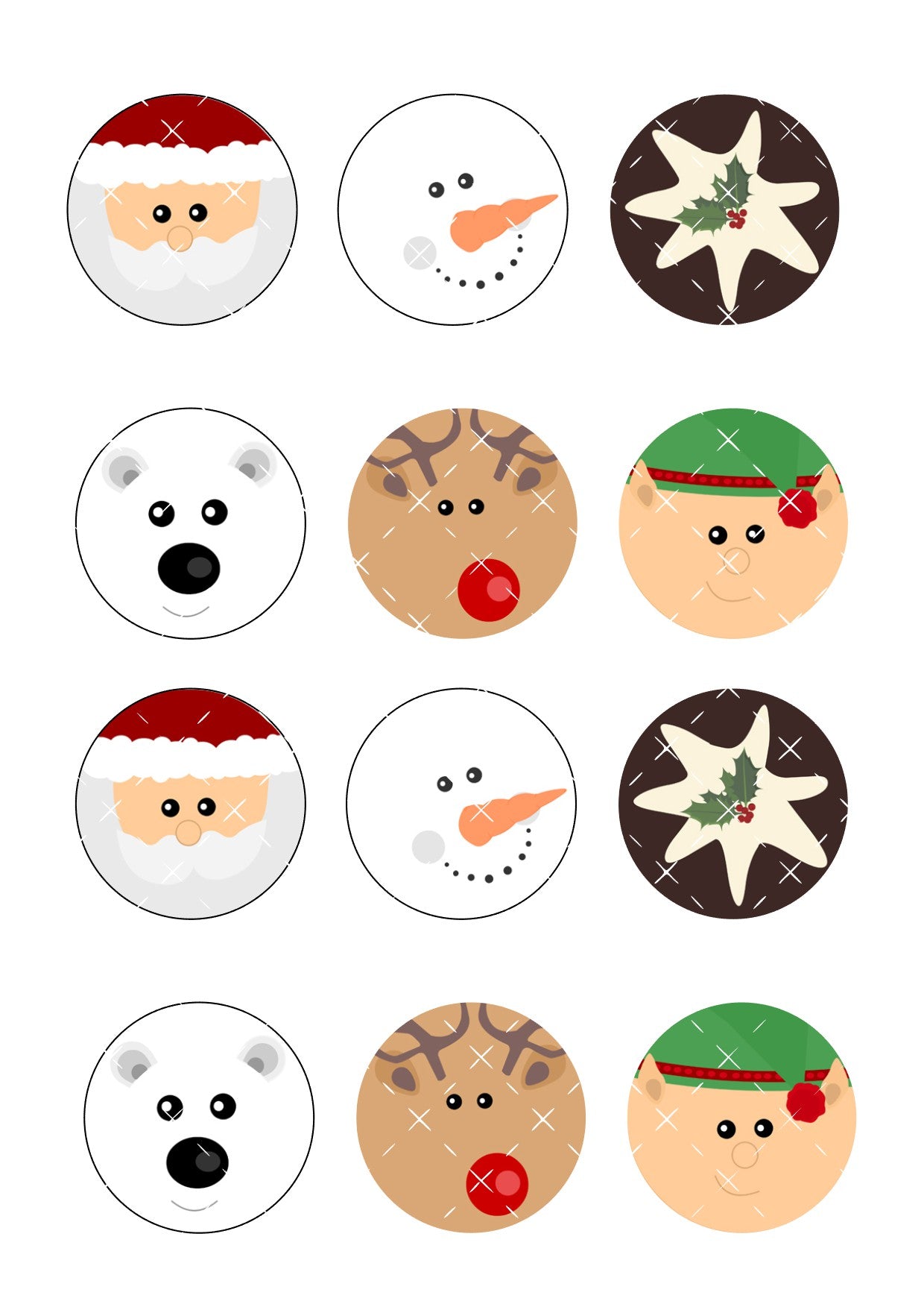 Christmas Characters Icing Sheet Cupcake Toppers