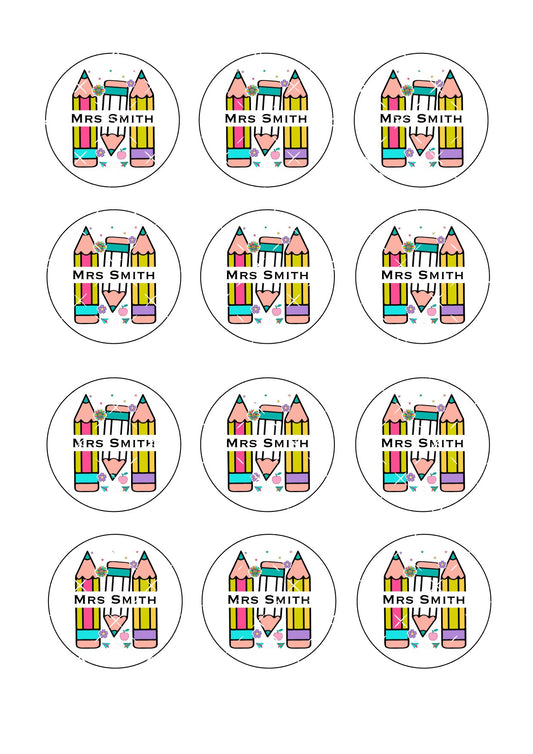 Personalised Teacher Icing Sheet Cupcake Toppers