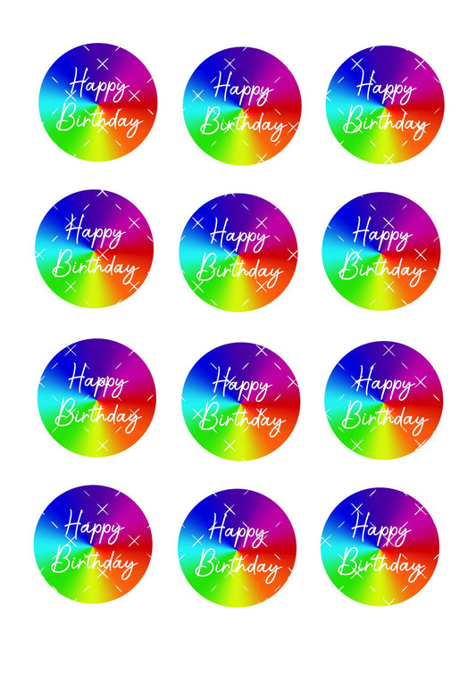 Personalised Ombre Rainbow Icing Sheet Cupcake Toppers