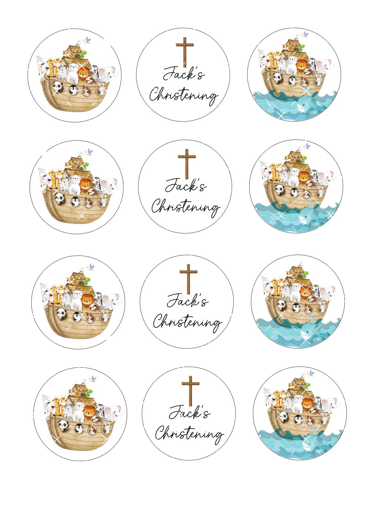 Noah's Ark Icing Sheet Cupcake Toppers