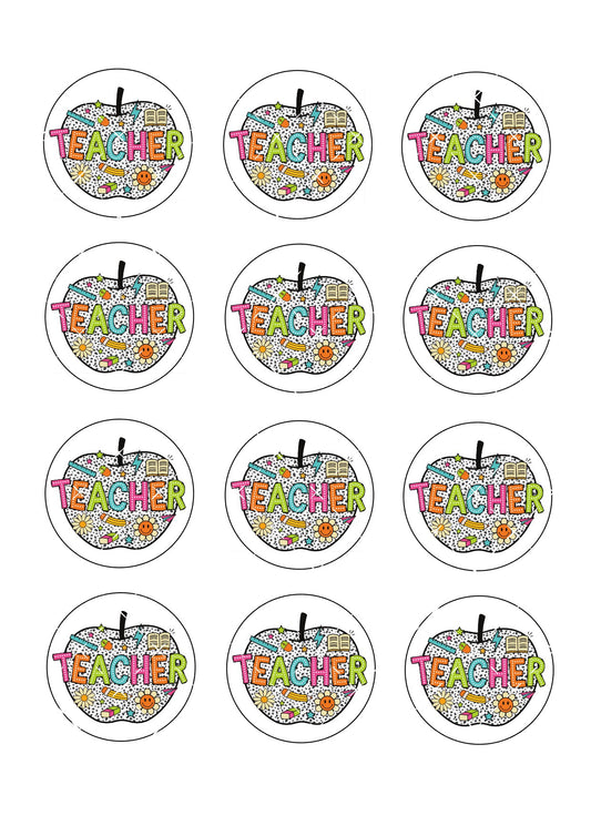 Teacher Icing Sheet Cupcake Toppers